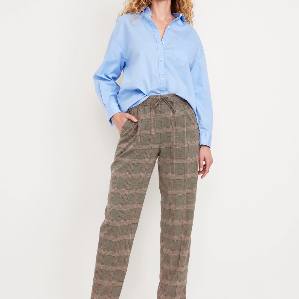 Old Navy Brown Plaid Women's Billie Trousers